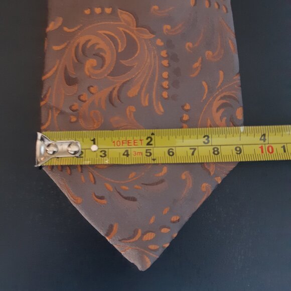 Bellissimo Taupe & Rusty Orange Swirling Abstract Men's Tie ⚡ 3 for $55⚡ - Picture 10 of 10